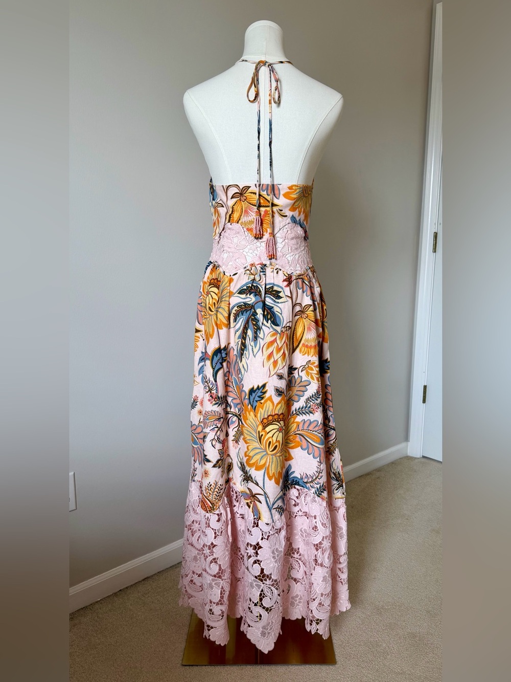 FARM Rio Ligia Floral Light Pink Lace Maxi Dress NWT - Size S/M/L - Picture 6 of 14